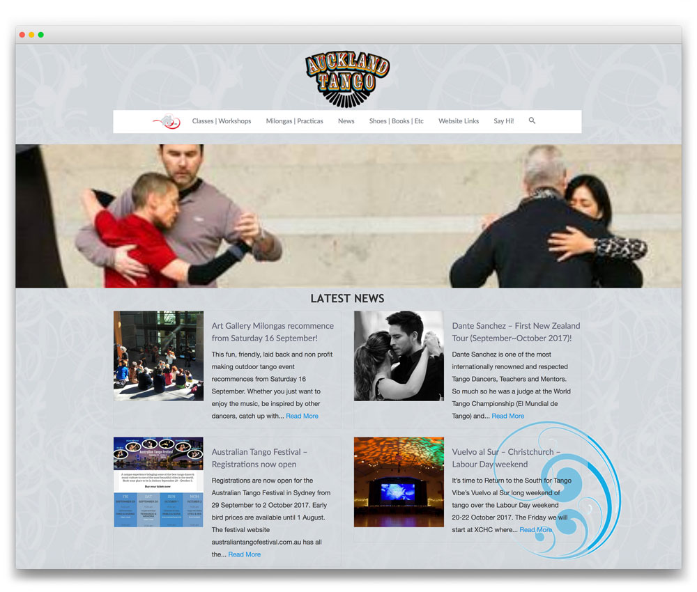 Auckland Tango - Responsive WordPress website